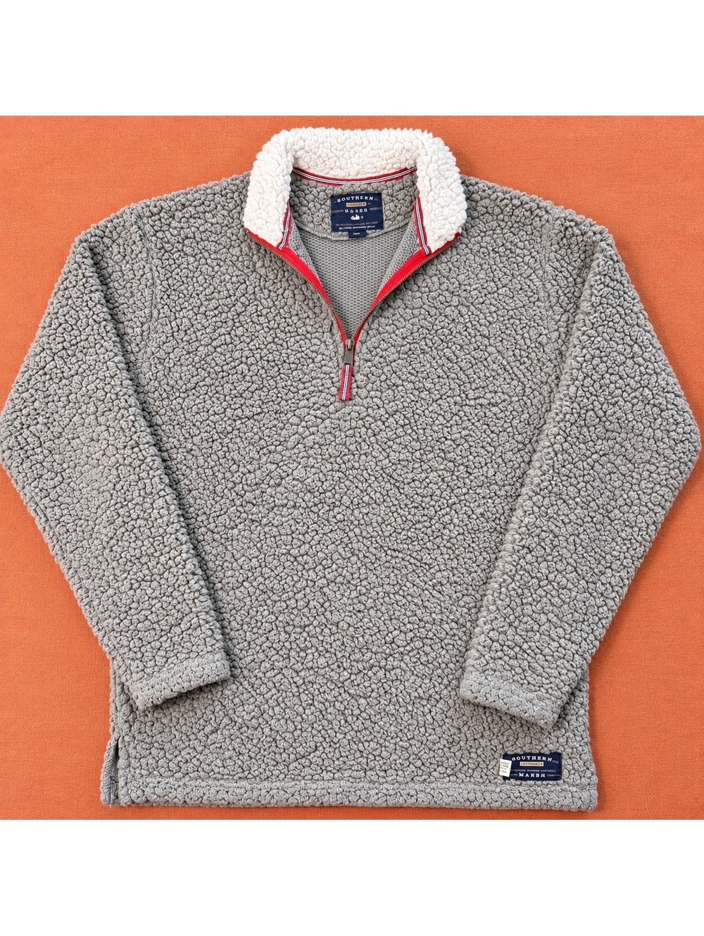 Southern Marsh Men's Gray Sherpa Fleece Pullover Half-Zip Sweatshirt Size Small